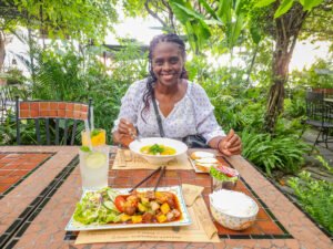 Marge dining at Xóm Mới Garden restaurant Da Nang - slow travel food guide Vietnam