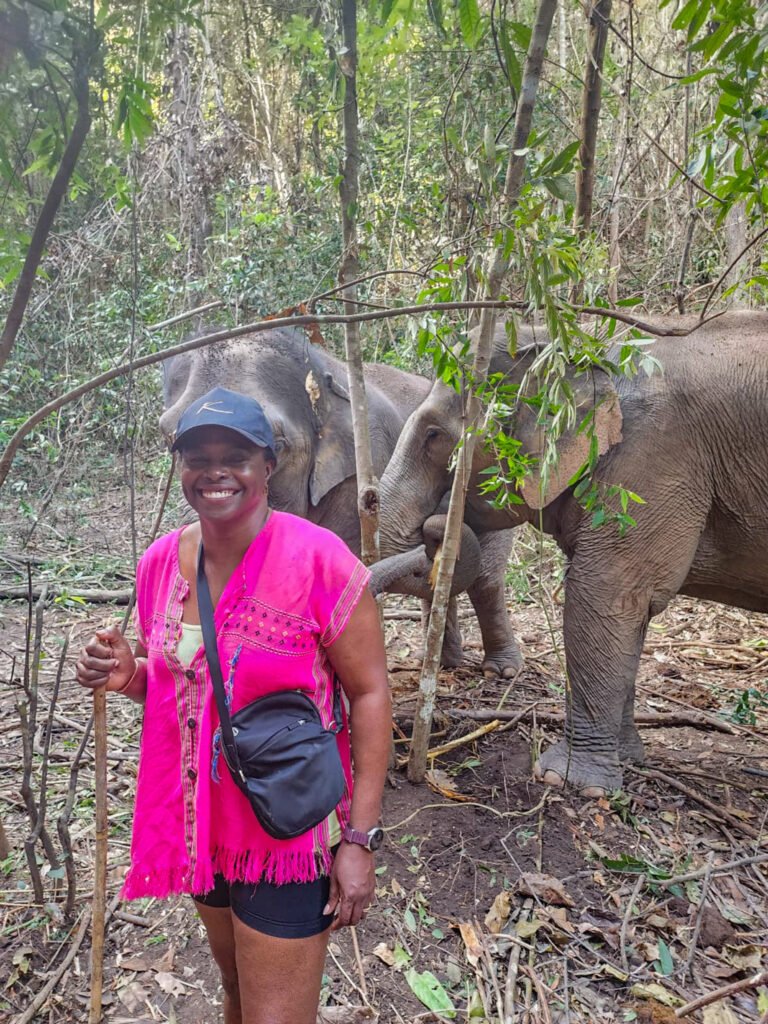 Marge at Joy Elephant Sanctuary Chiang Mai - ethical elephant experience Thailand travel guide